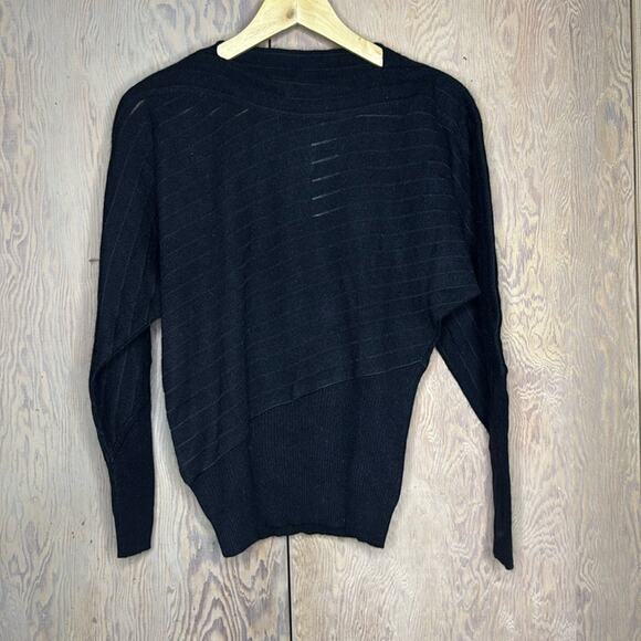NWT Vintage Les Copains Black Sheer Striped Sweater - Picture 1 of 6